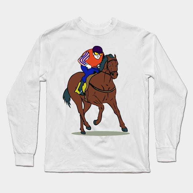 Horse and Jockey Racing Retro Long Sleeve T-Shirt by retrovectors